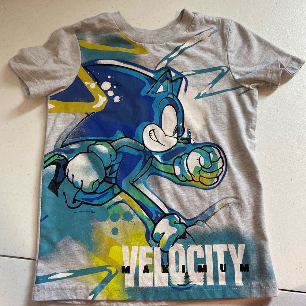 Velocity Kids Sonic Graphic T-Shirt - Gray and Blue